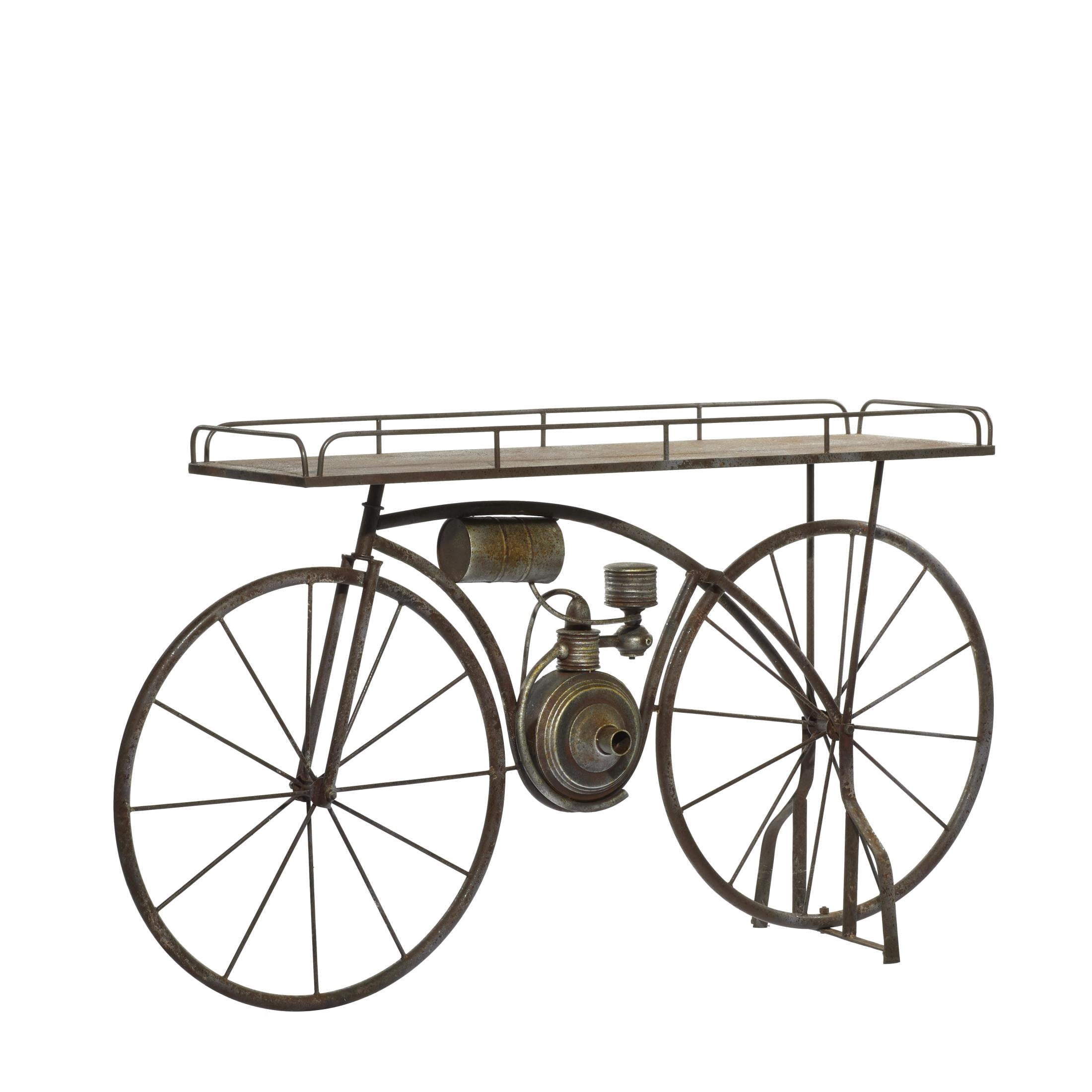 DecMode 65" x 14" x 35" Bronze Metal Weathered Vintage Bike Plantstand