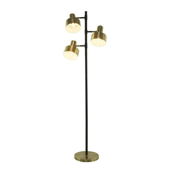 DecMode 67" 3 Light Gold Floor Lamp with Gold Metal Shade