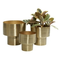 DecMode 7", 8", 10"H Brushed Gold Metal Planter (3 Count)