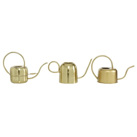 DecMode 7", 8", 9"H Indoor Outdoor Gold Metal Watering Can Planter (3 Count)