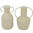thumbnail image 1 of DecMode 7", 9"W Beige Metal Vase with Handles, Set of 2, 1 of 8