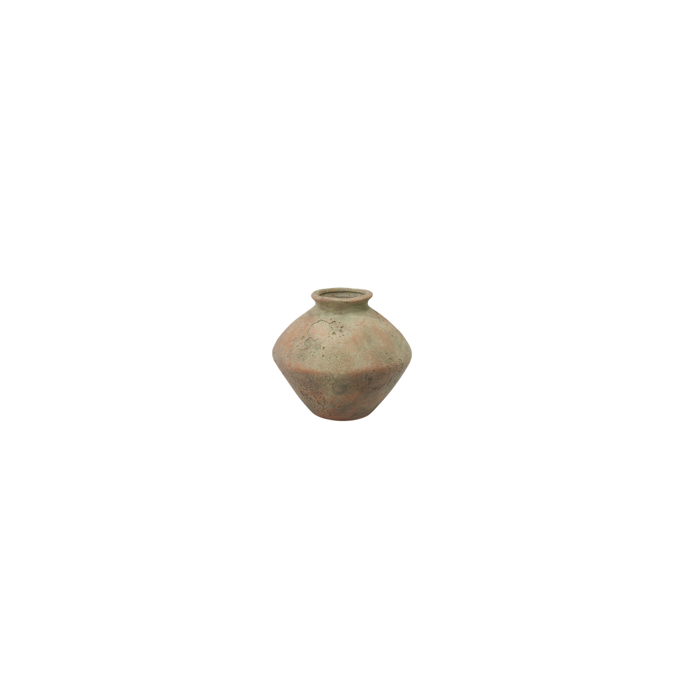 DecMode 7" Antique Style Textured Beige Ceramic Vase