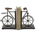 thumbnail image 1 of DecMode 6" Vintage Inspired Bike Black Metal Bookends with Wood Accents (Set of 2), 1 of 14