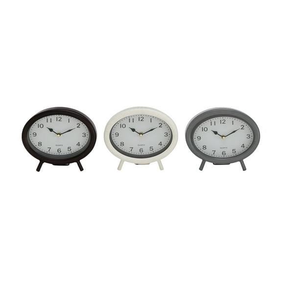 DecMode 7" Black Metal Clock, Set of 3