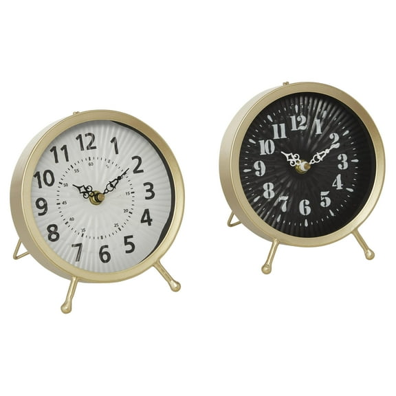 DecMode 7" Gold Metal Clock, Set of 2