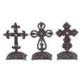 thumbnail image 1 of DecMode 7"H, 5"W Metal Traditional Crosses, Gray, 3 - Pieces, 1 of 17