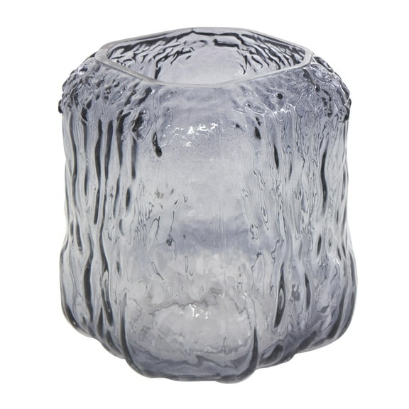 DecMode 7" Handmade Dimensional Textured Square Ombre Gray Glass Vase