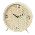 thumbnail image 1 of DecMode 7" Light Brown Wood Woven Chevron Patterned Clock with Silver Legs, 1 of 11