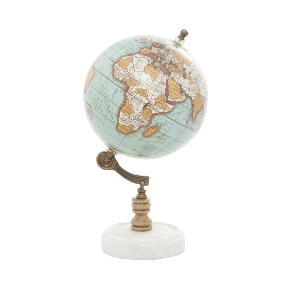 DecMode 7" Teal World Map Globe with Marble Base