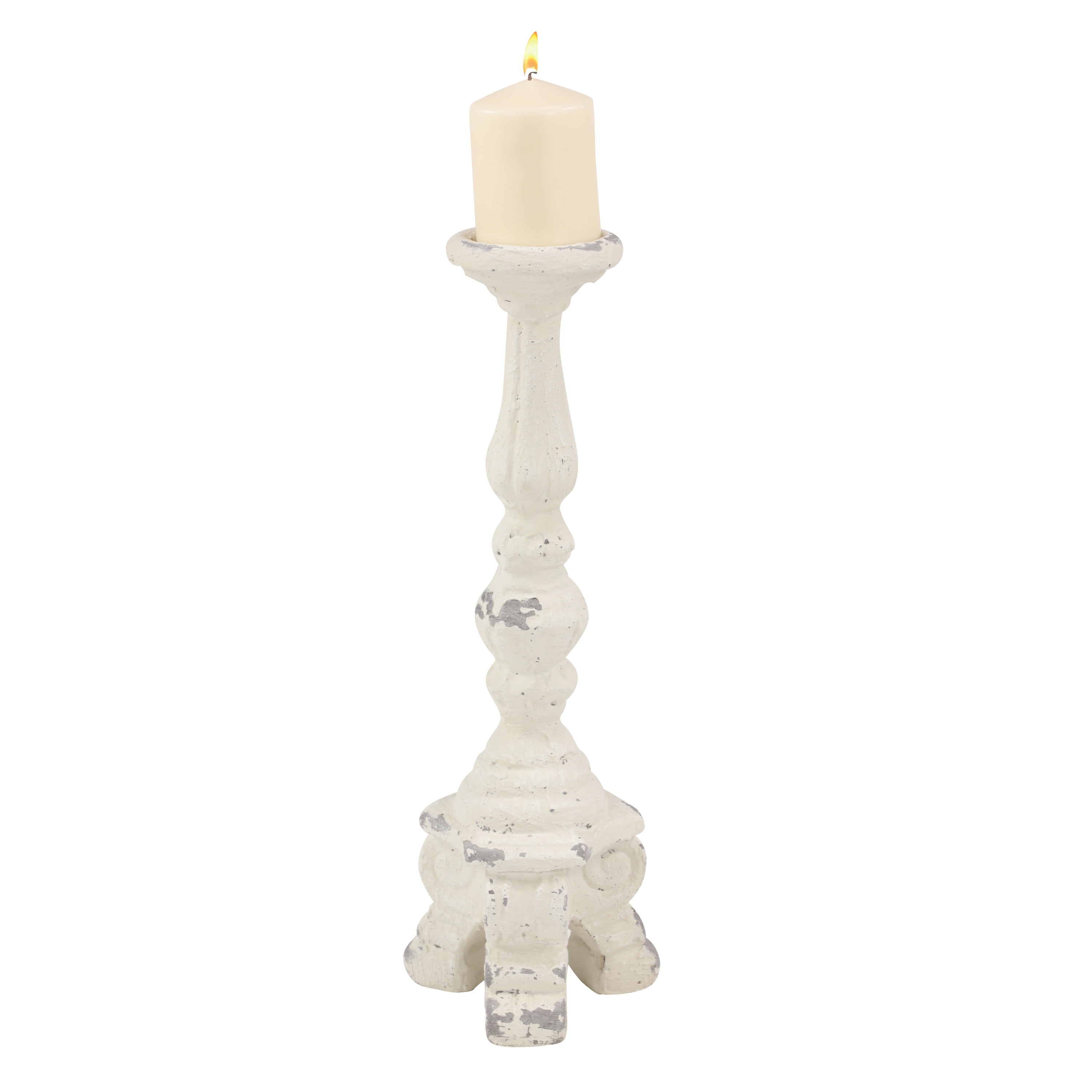 Elegant Vintage White Ceramic 20" Candlestick Holder