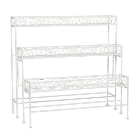 DecMode 7"W, 28"H Metal Country Cottage Plantstand, White, 1-Piece