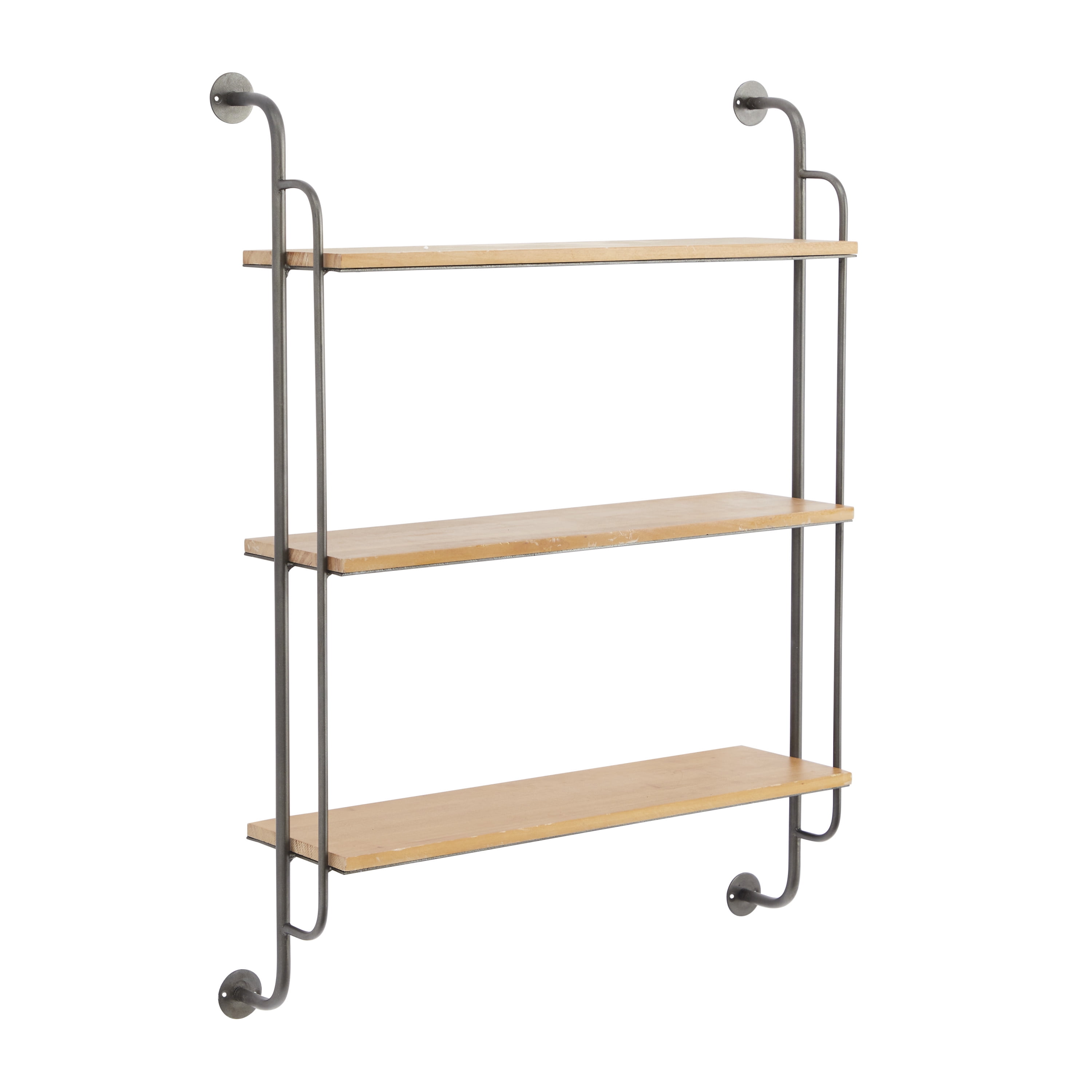 DecMode 7"W, 33"H Metal Industrial Wall Shelf, Brown, 1-Piece