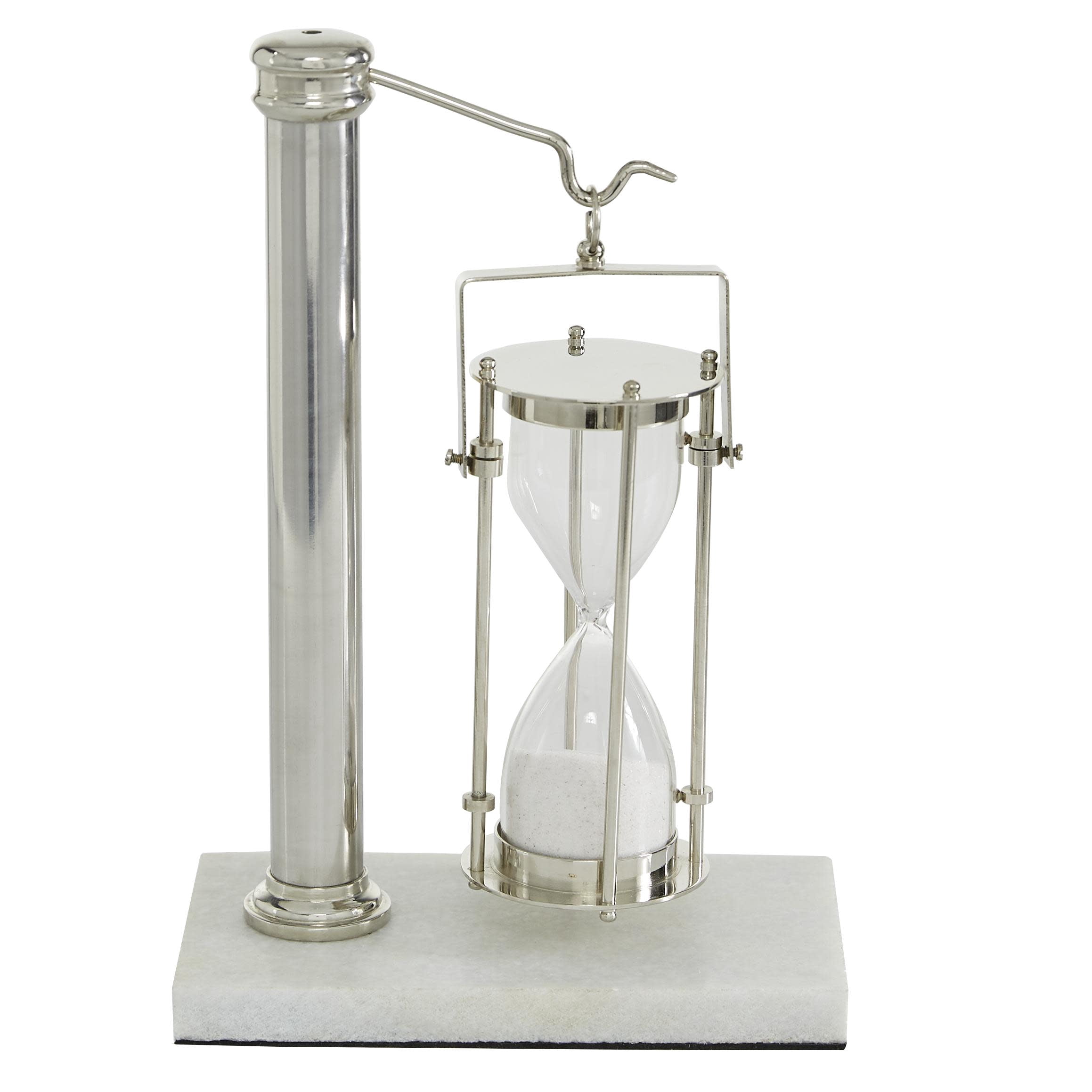 DecMode 7" x 10" Silver Brass Hourglass Sand Timer, 1-Piece