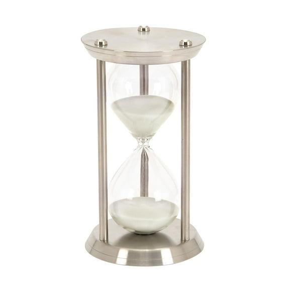 DecMode 7" x 12" Silver Metal Hourglass Sand Timer, 1-Piece