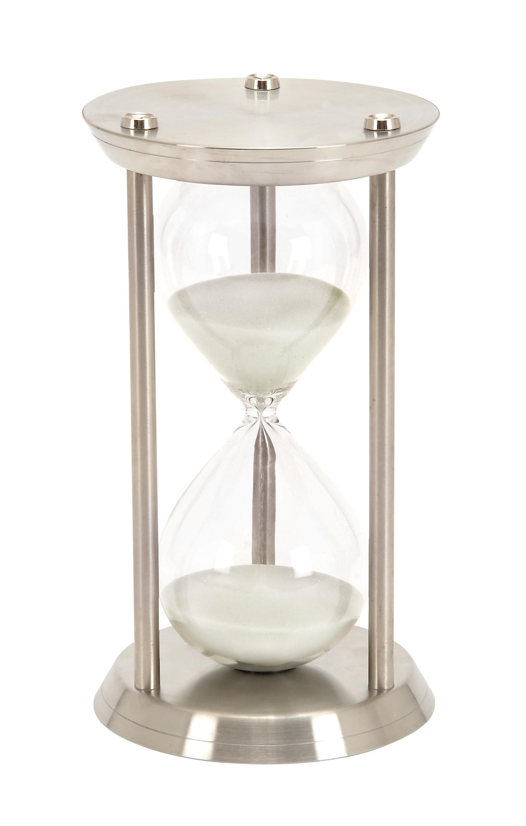 Elegant Silver Metal and Glass 12" Hourglass Sand Timer
