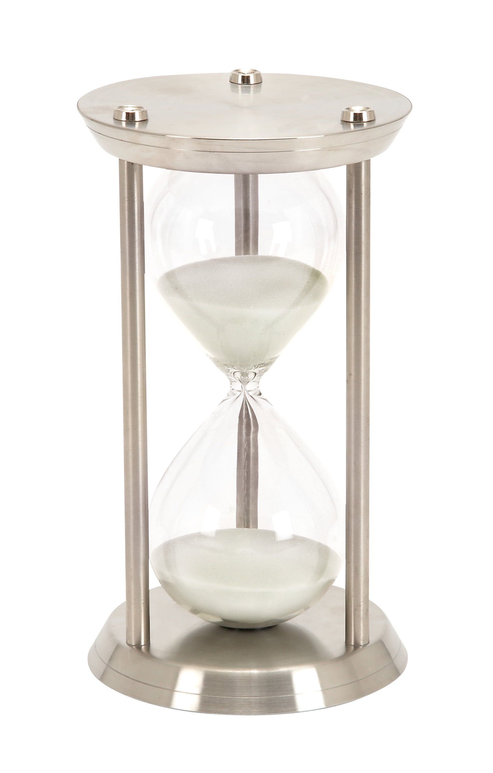 Elegant Silver Metal and Glass 12" Hourglass Sand Timer