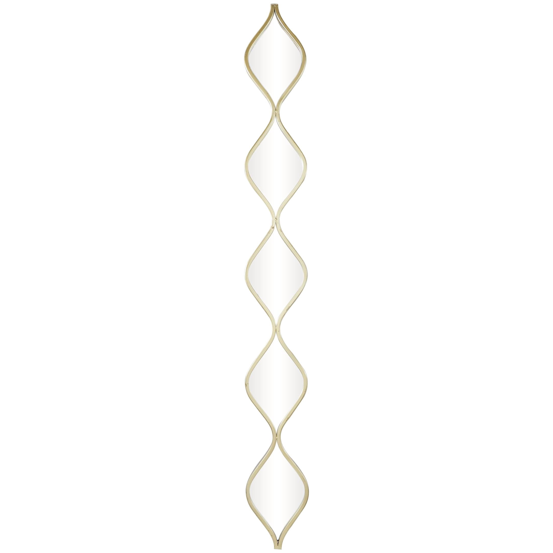DecMode 7" x 59" Gold Slim Stacked Chain 5 Layer Geometric Wall Mirror with Tear Drop Pattern