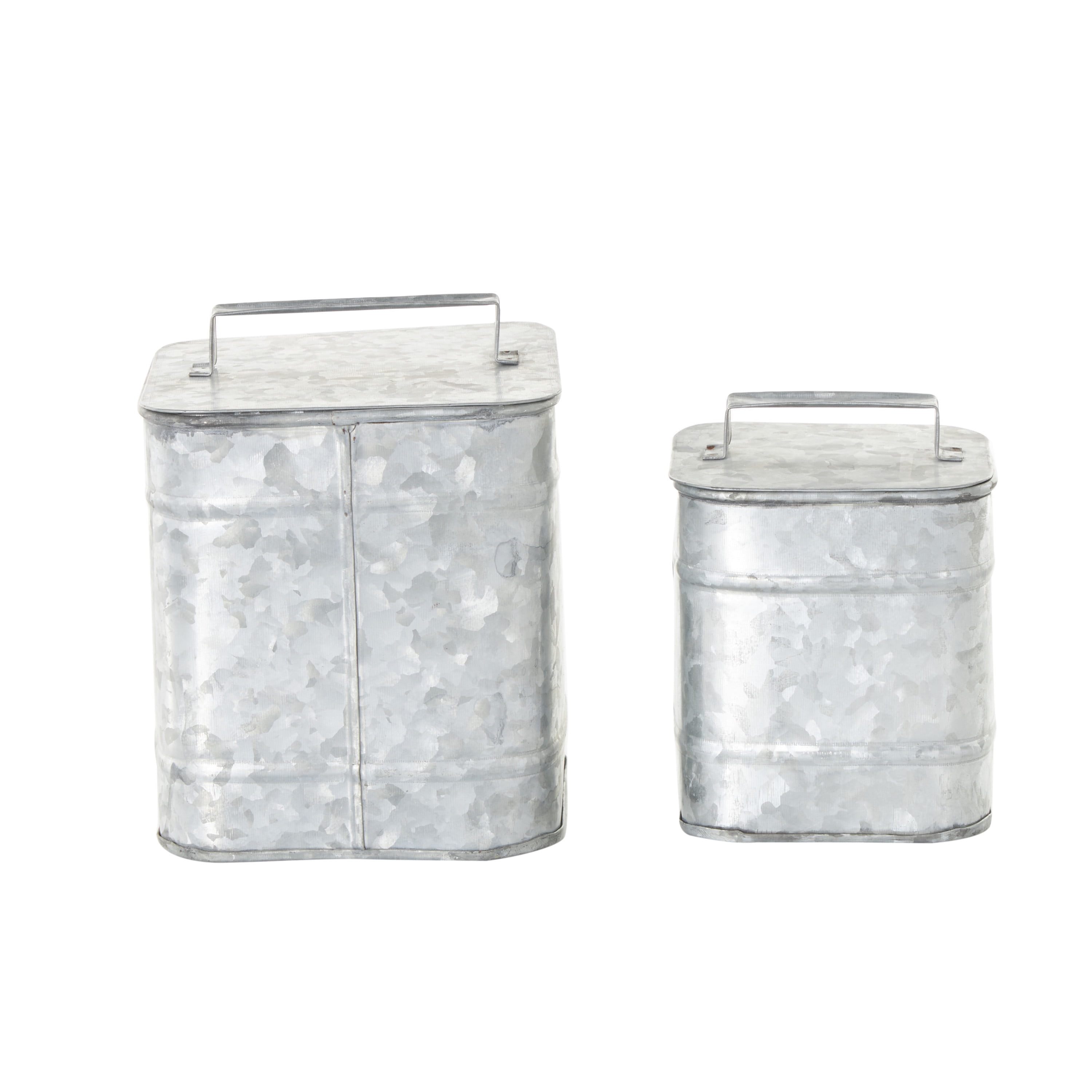 Silver Weathered Metal Canister Set, 2-Piece