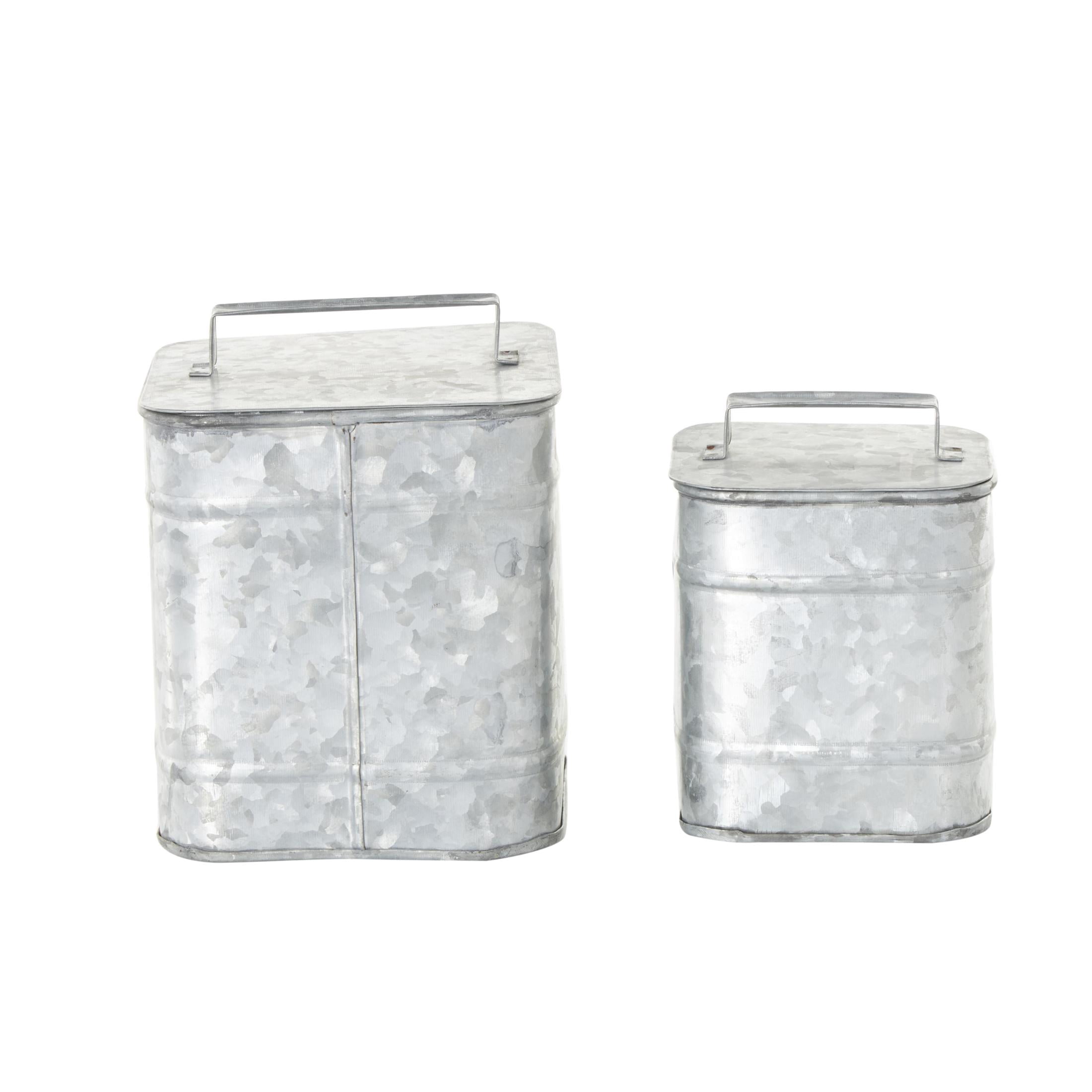 DecMode 8", 7"H Silver Metal Canisters, 2-Pieces
