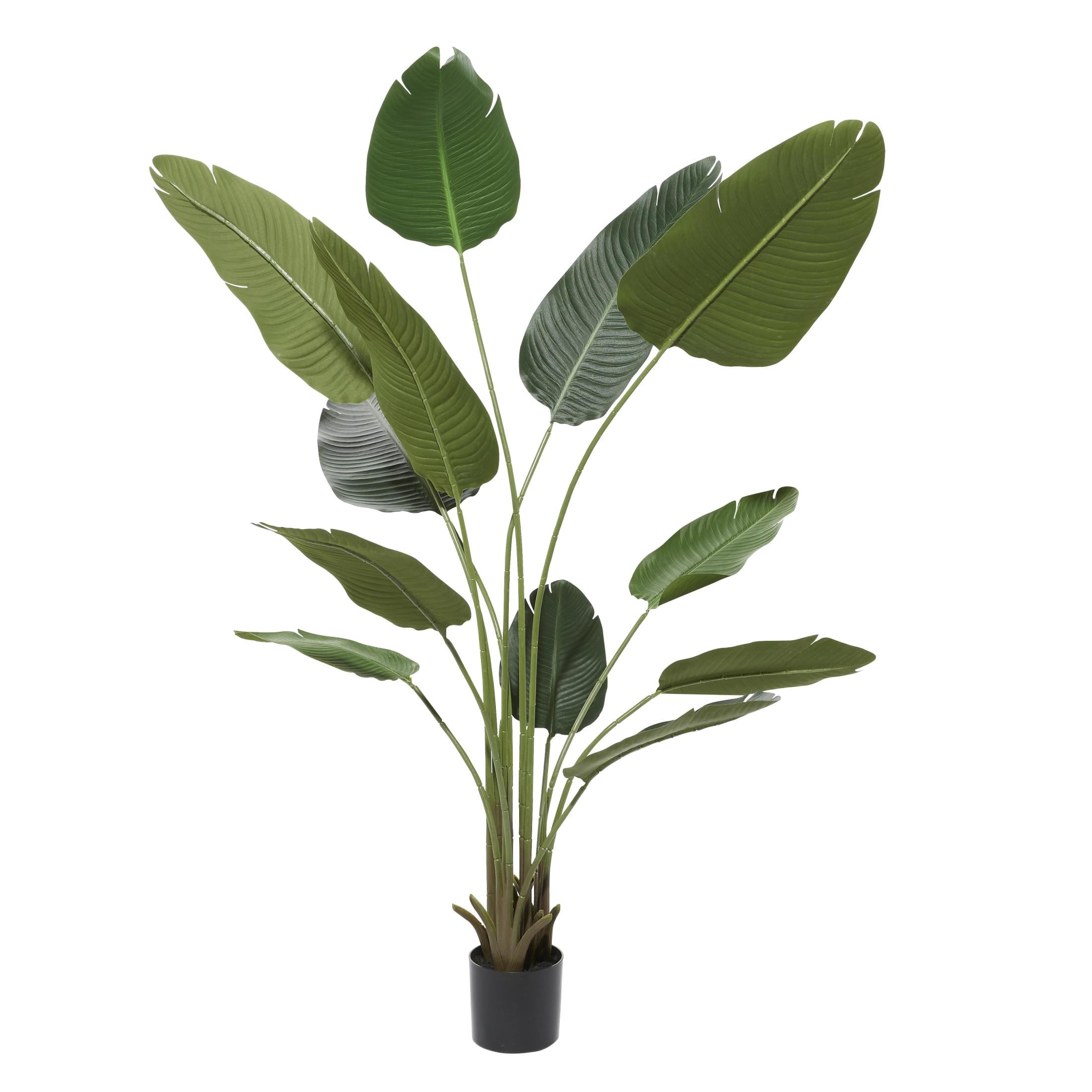 DecMode 70" Tall Artificial Bird of Paradise Plant in Black Plastic Pot