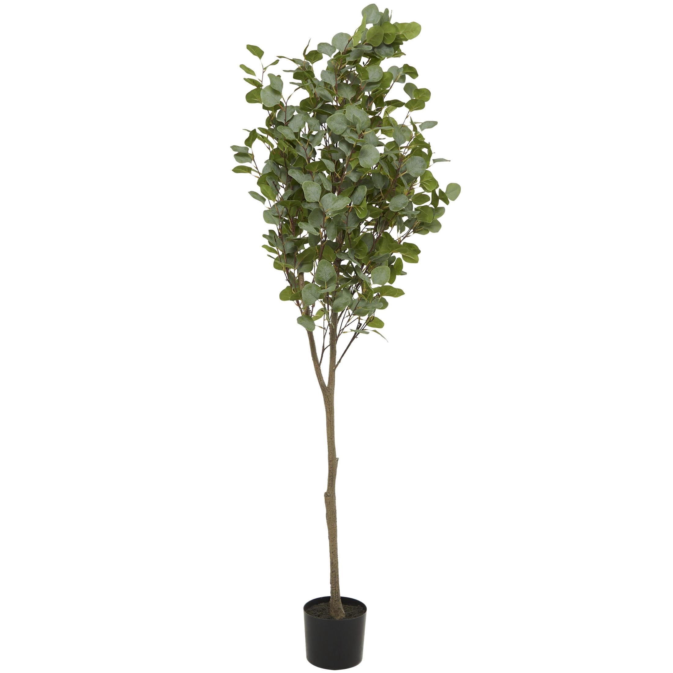 DecMode 70" Artificial Eucalyptus Tree in Realistic Leaves and Black Pot