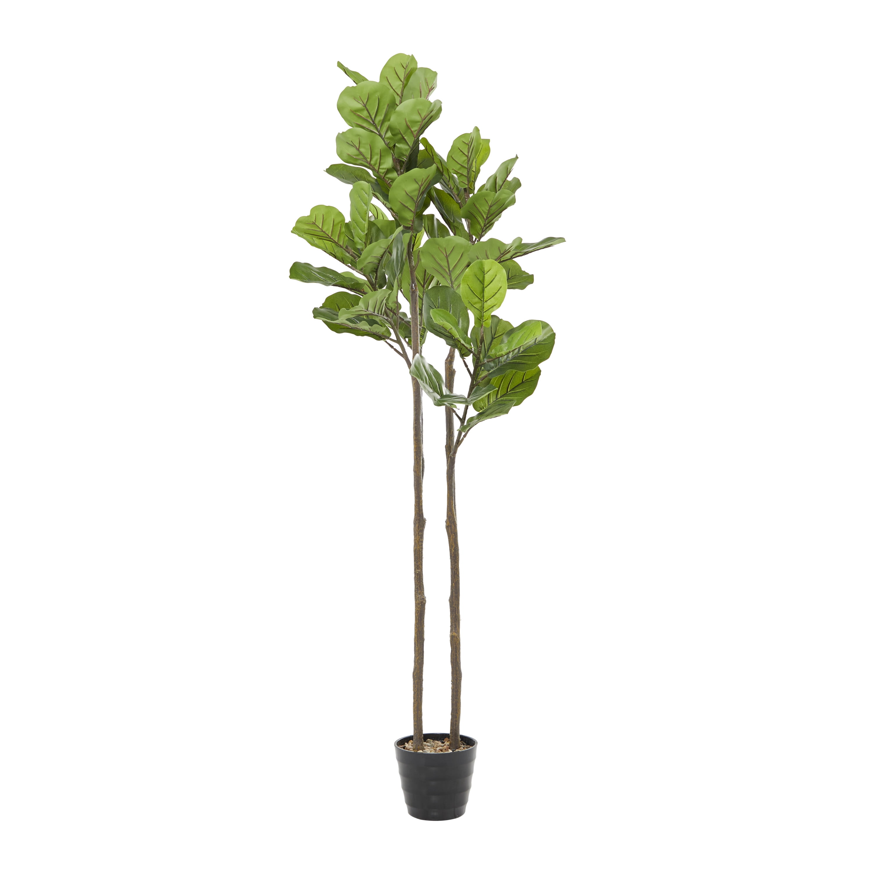DecMode 70" Artificial Fiddle Leaf Tree in Realistic Leaves and Black Melamine Pot