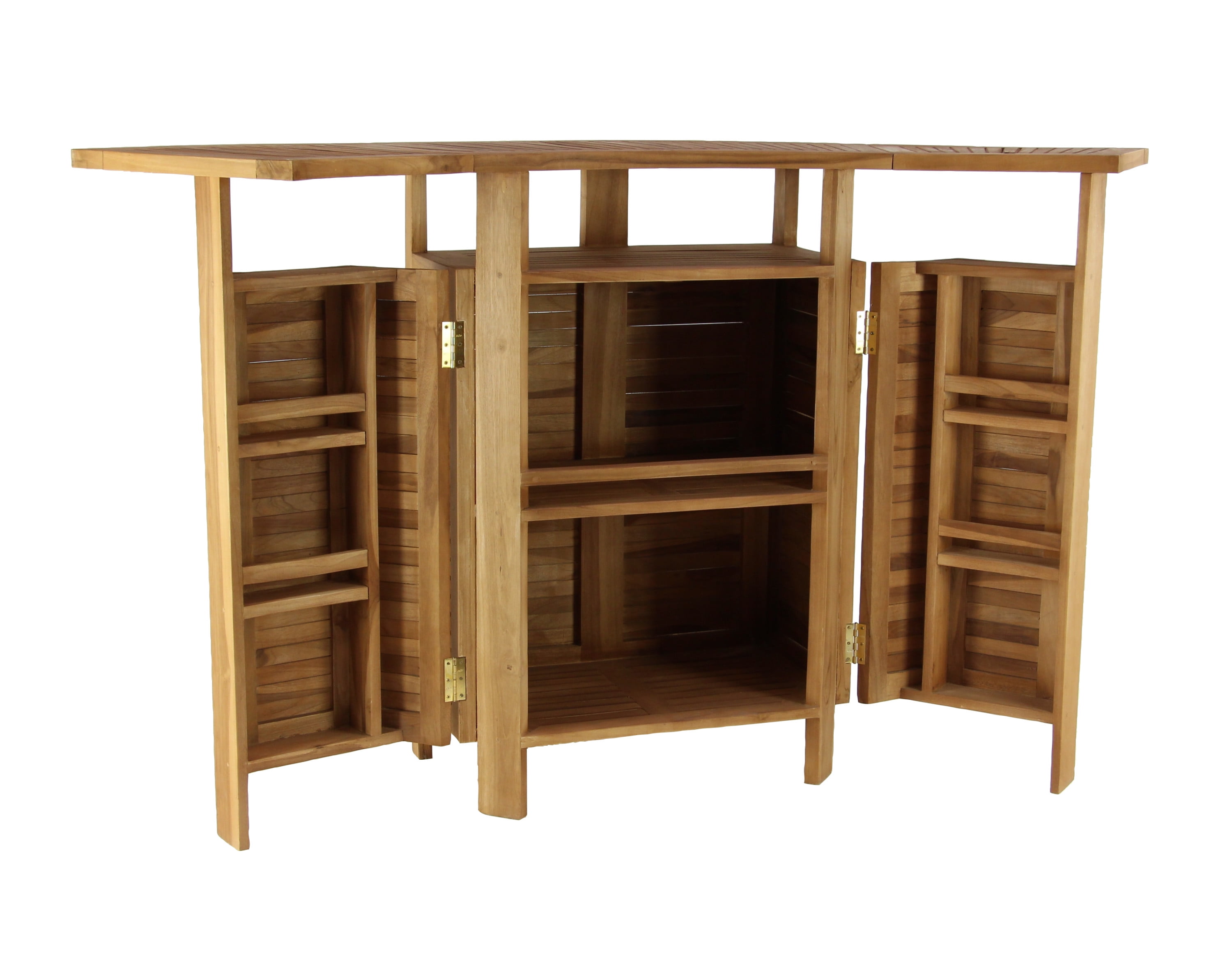 Teak Wood Indoor Outdoor Folding Bar Table with Expandable Sides