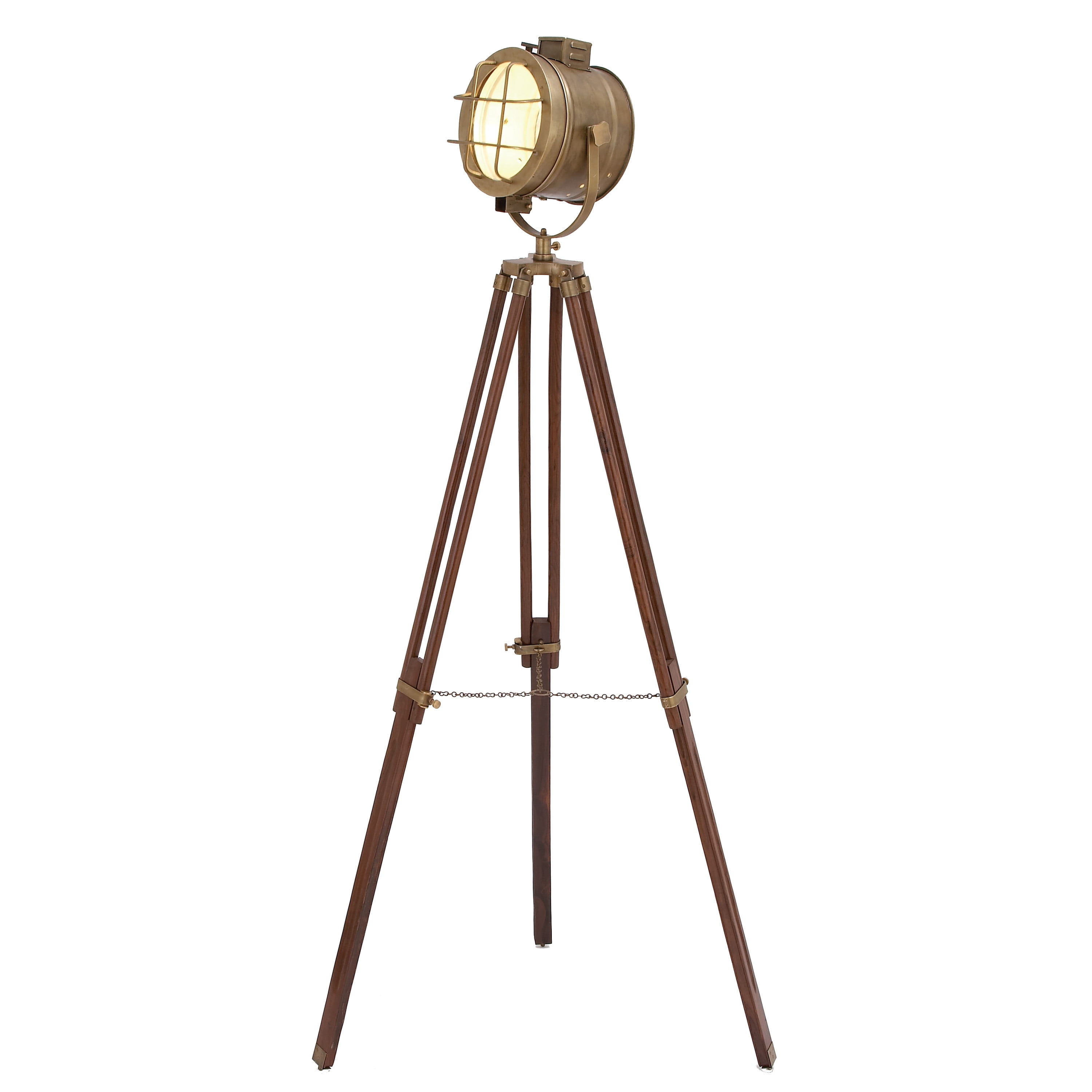DecMode 71" Spotlight Brown Floor Lamp with Brass Metal Shade