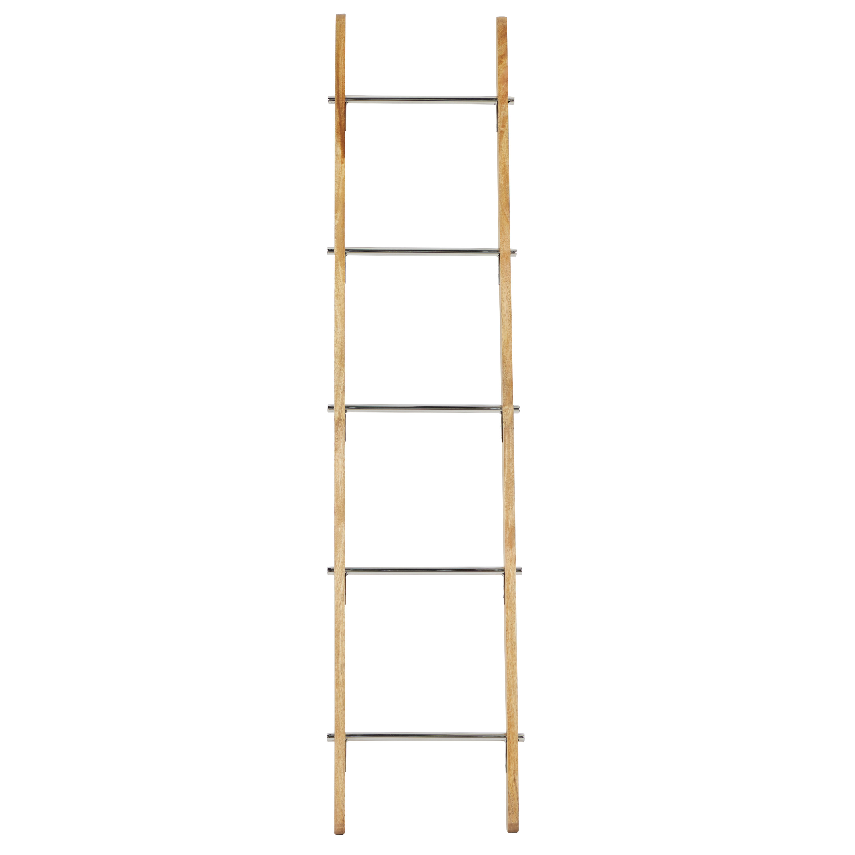 DecMode 72" x 17" Brown Mango Wood Contemporary Ladder