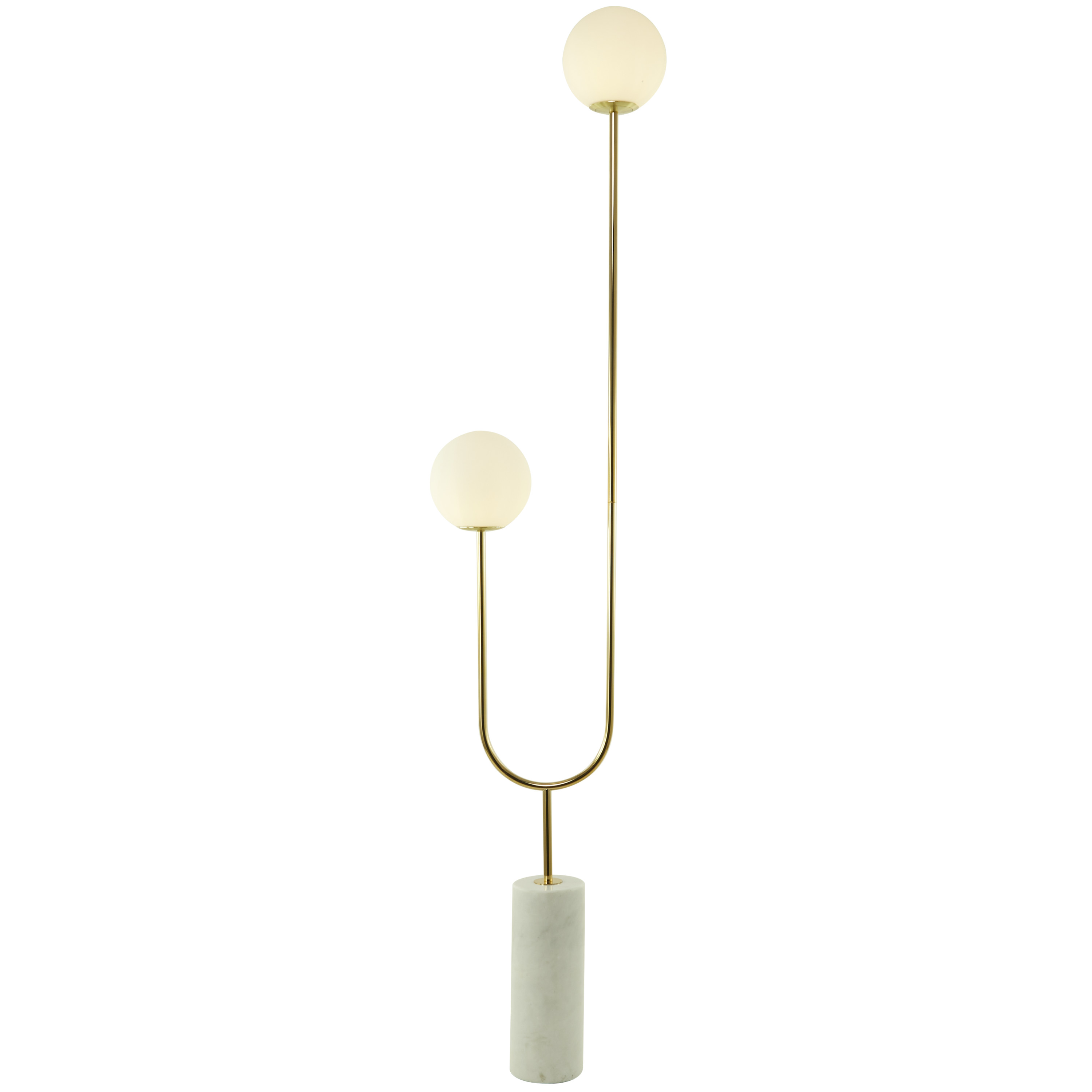 DecMode 73" 2 Light Orb Gold Floor Lamp with White Glass Shade - image 1 of 9