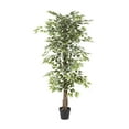 thumbnail image 1 of DecMode 73" Tall Artificial Ficus Tree in Realistic Leaves and Black Plastic Pot, 1 of 14