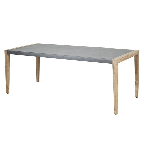 DecMode 79" x 30" Dark Gray Wood Outdoor Dining Table with Wood Legs, 1-Piece