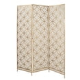 thumbnail image 1 of DecMode Brass Metal Geometric Hinged Foldable Partition 3 Panel Partition Room Divider Screen, 57" x 1" x 79", 1 of 11