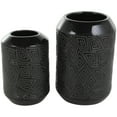 thumbnail image 1 of DecMode 8", 11"H Black Ceramic Vase with Geometric Etchings, Set of 2, 1 of 12