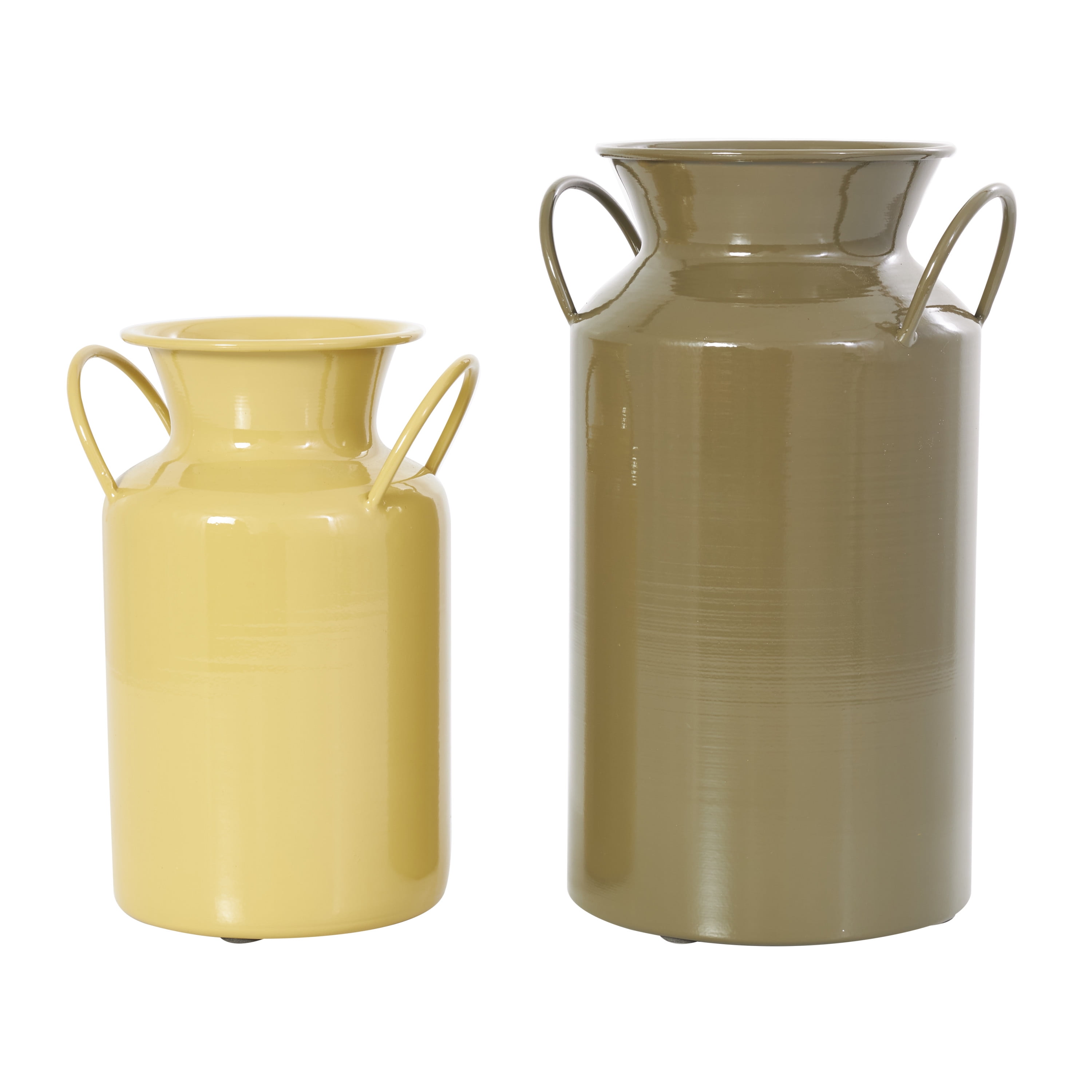 DecMode 8", 8"H Jug Multi Colored Metal Vase with Handles, Set of 2