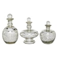 thumbnail image 1 of DecMode 8", 9", 7"H Silver Glass Decorative Jars with Crystal Stoppers, 3-Pieces, 1 of 9