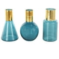 thumbnail image 1 of DecMode 8",9",8"H Geometric Tinted Blue Glass Vase with Gold Rim and Varying Shapes, Set of 3, 1 of 9
