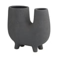 thumbnail image 1 of CosmoLiving by Cosmopolitan Black Ceramic Abstract Dual Opening U-Shaped Decorative Vase with Glossy Speckled Texture, 9" x 4" x 8", 1 of 10