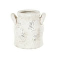 thumbnail image 1 of DecMode 8" Antique Style Distressed Cream Ceramic Vase with Handles, 1 of 9