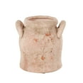 thumbnail image 1 of DecMode 8" Antique Style Distressed Pink Ceramic Vase with Handles, 1 of 9