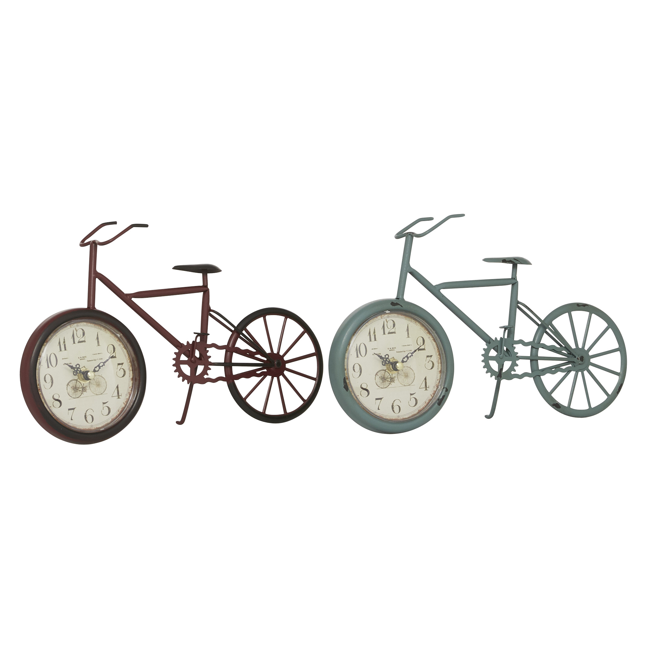 DecMode 8" Black Metal Bike Clock, Set of 2