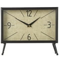 thumbnail image 1 of DecMode 8" Black Metal Rectangular Clock with Tea Stained Clock Face, 1 of 10