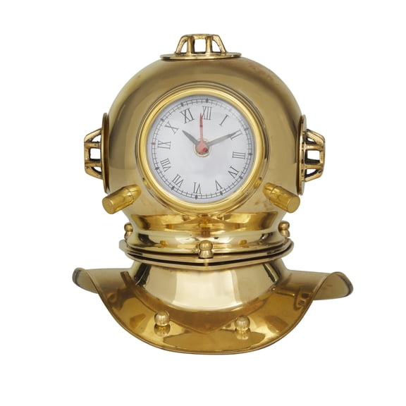 DecMode 8" Gold Brass Diver Helmet Clock