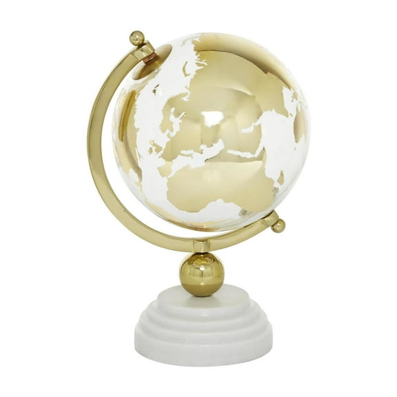 DecMode 8" Gold Globe with Marble Base and Tiered Base