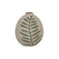 thumbnail image 1 of DecMode 8" Leaf Beige Ceramic Vase, 1 of 8