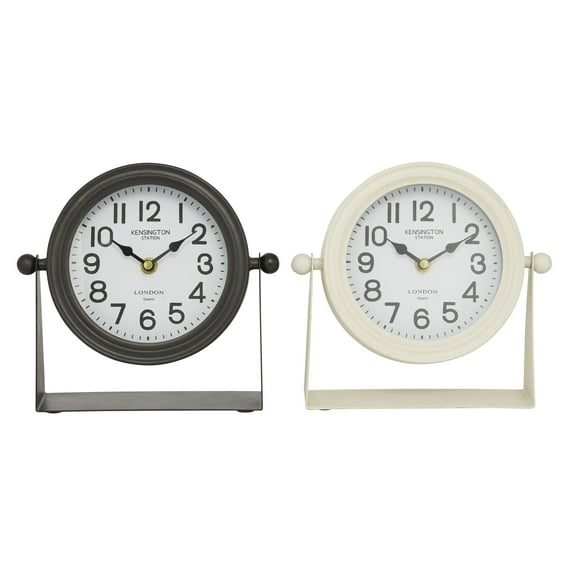DecMode 8" Multi Colored Metal Clock, Set of 2