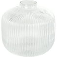 thumbnail image 1 of DecMode 8" Short Round Ribbed Fluted Glass Vase, 1 of 13