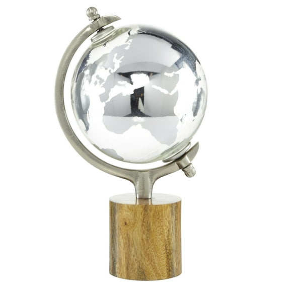 DecMode 8" Silver Globe with Brown Base