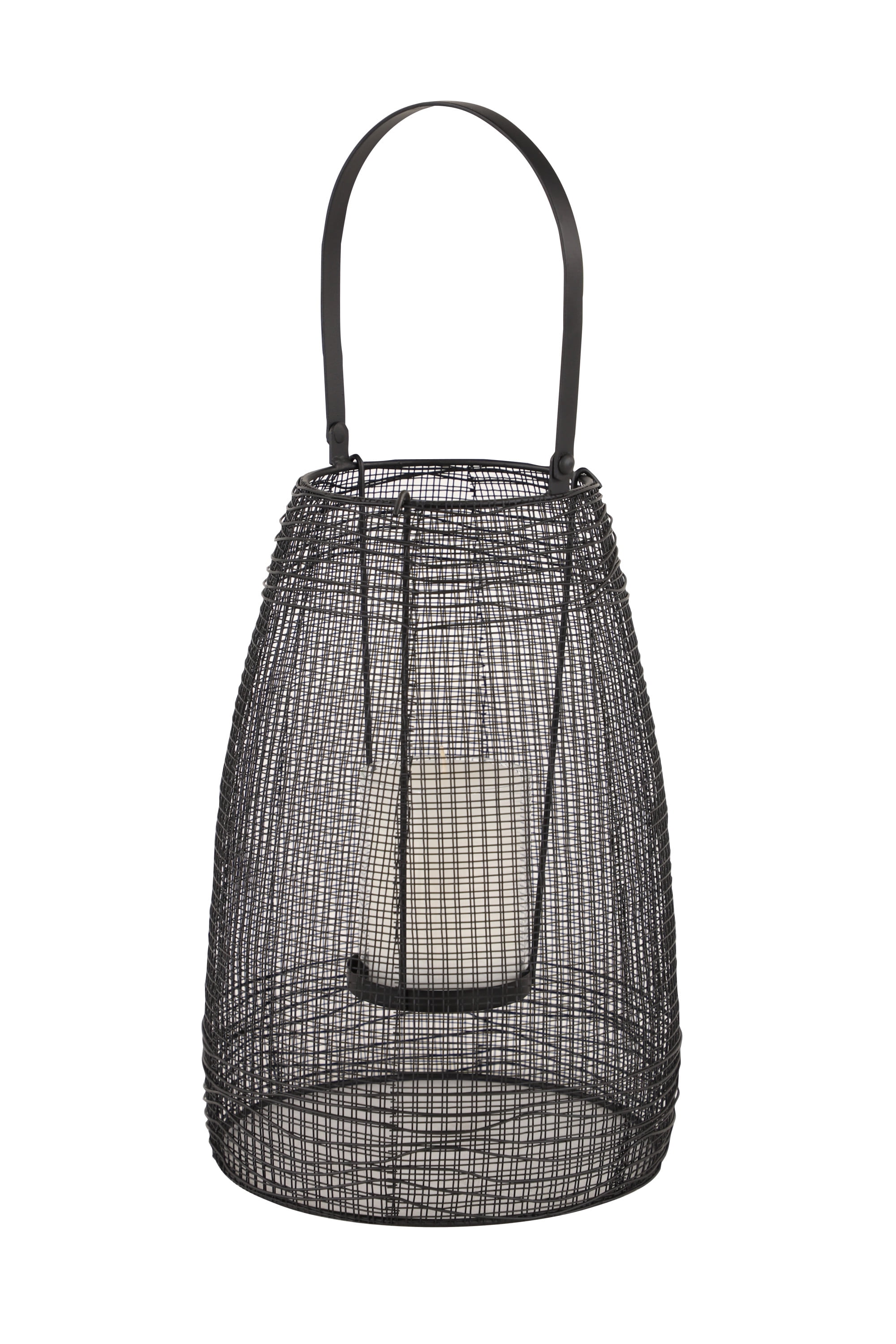 Elegant Black Metal Hurricane Lantern with Clear Glass - 8" x 13"