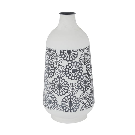 DecMode 8"W, 16"H Metal French Country Vase, Black, 1-Piece